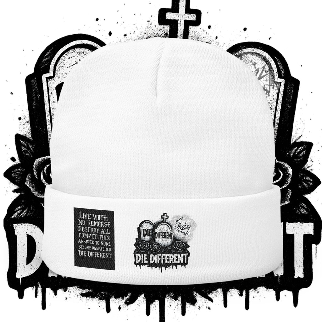 “Die Different” Embroidered knit beanie