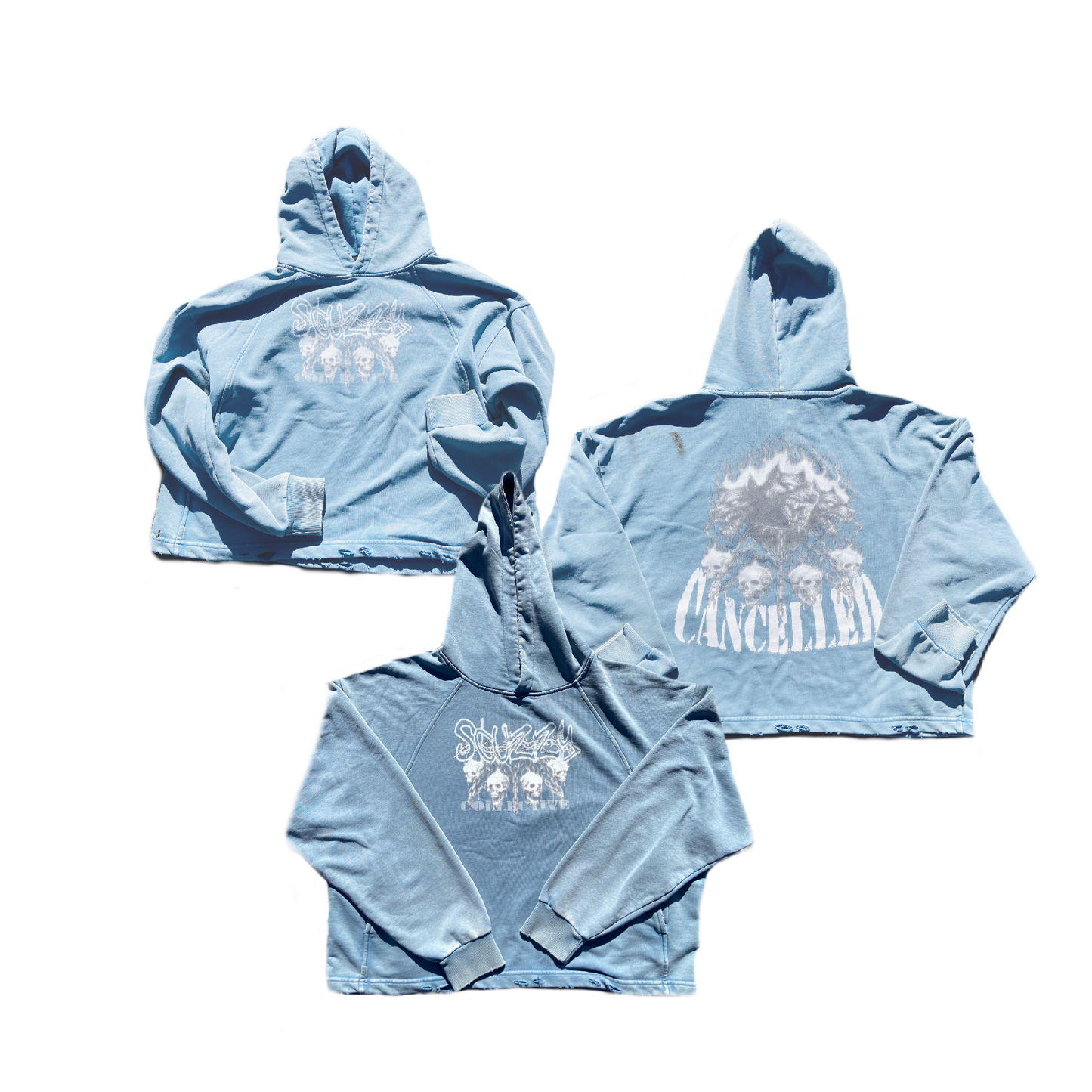 Scuzzy “Gatekeeper”Vintage Washed Relaxed short cut Frayed-Hem Hoodie 320GSM