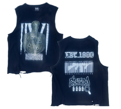 Scuzzy collective  “Toe Tag “ Snow Washed Raw-Hem Tank Top 275GSM