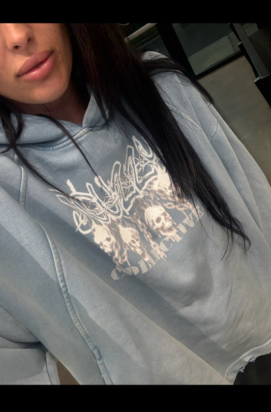 Scuzzy “Gatekeeper”Vintage Washed Relaxed short cut Frayed-Hem Hoodie 320GSM