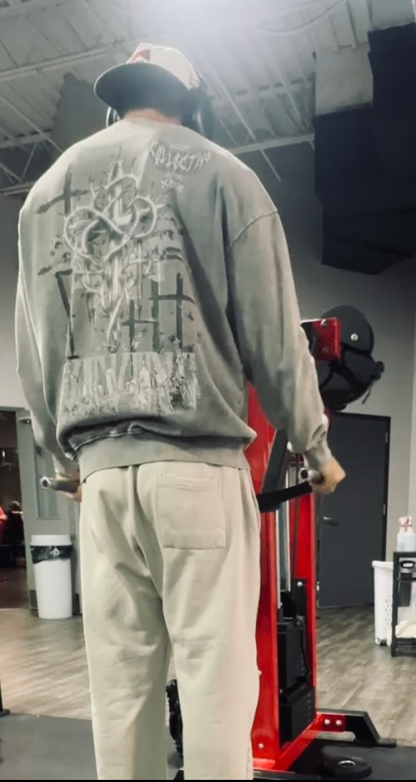 Scuzzy “Triple Cross” Longsleeve Snow Washed Sweater 320GSM