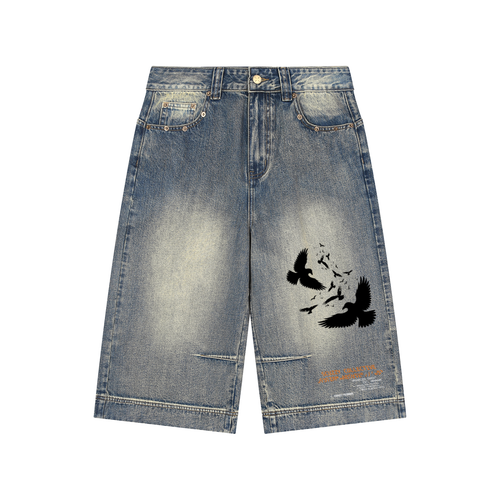 Baggy,Denim,Shorts