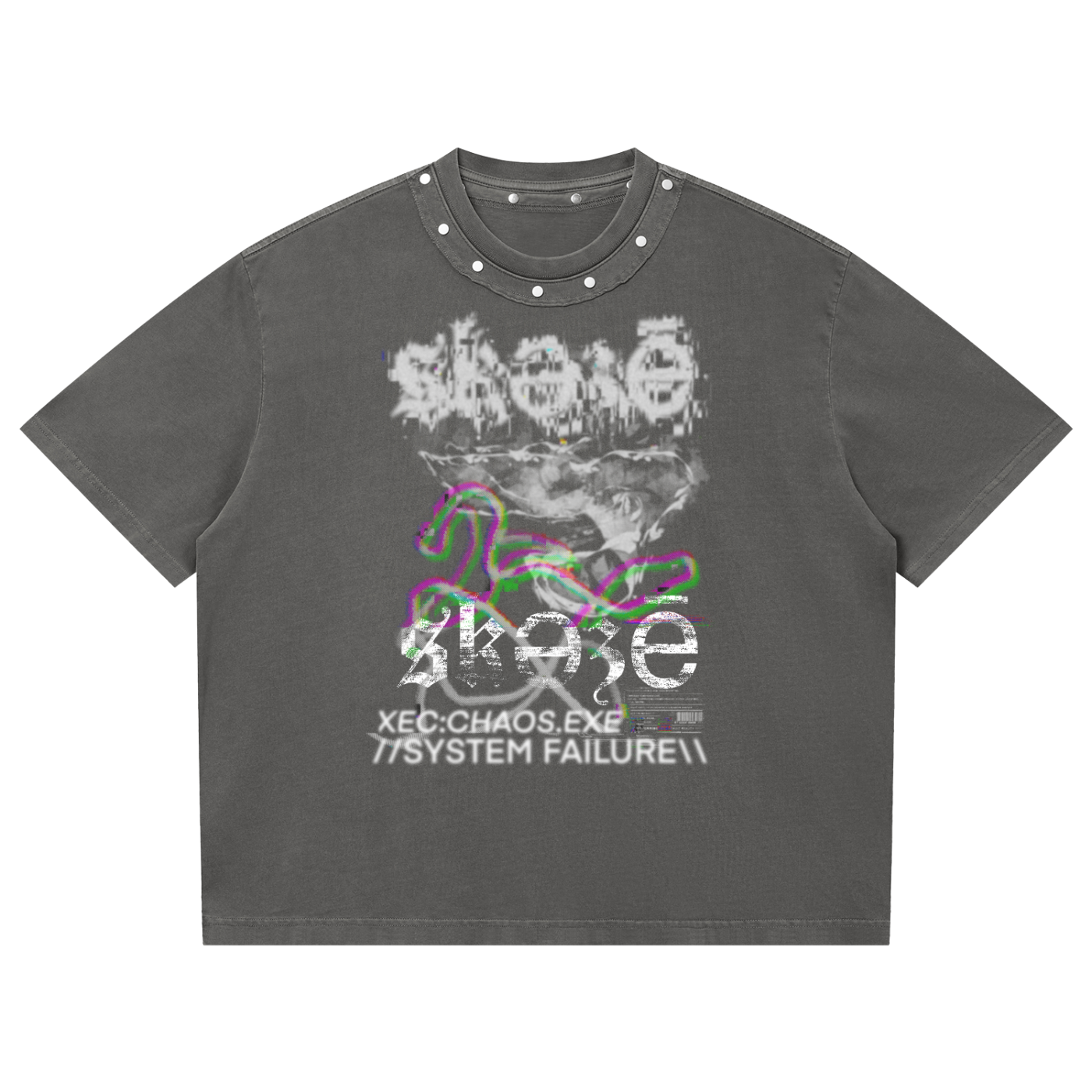 Unisex Washed Boxy Studded T-Shirt