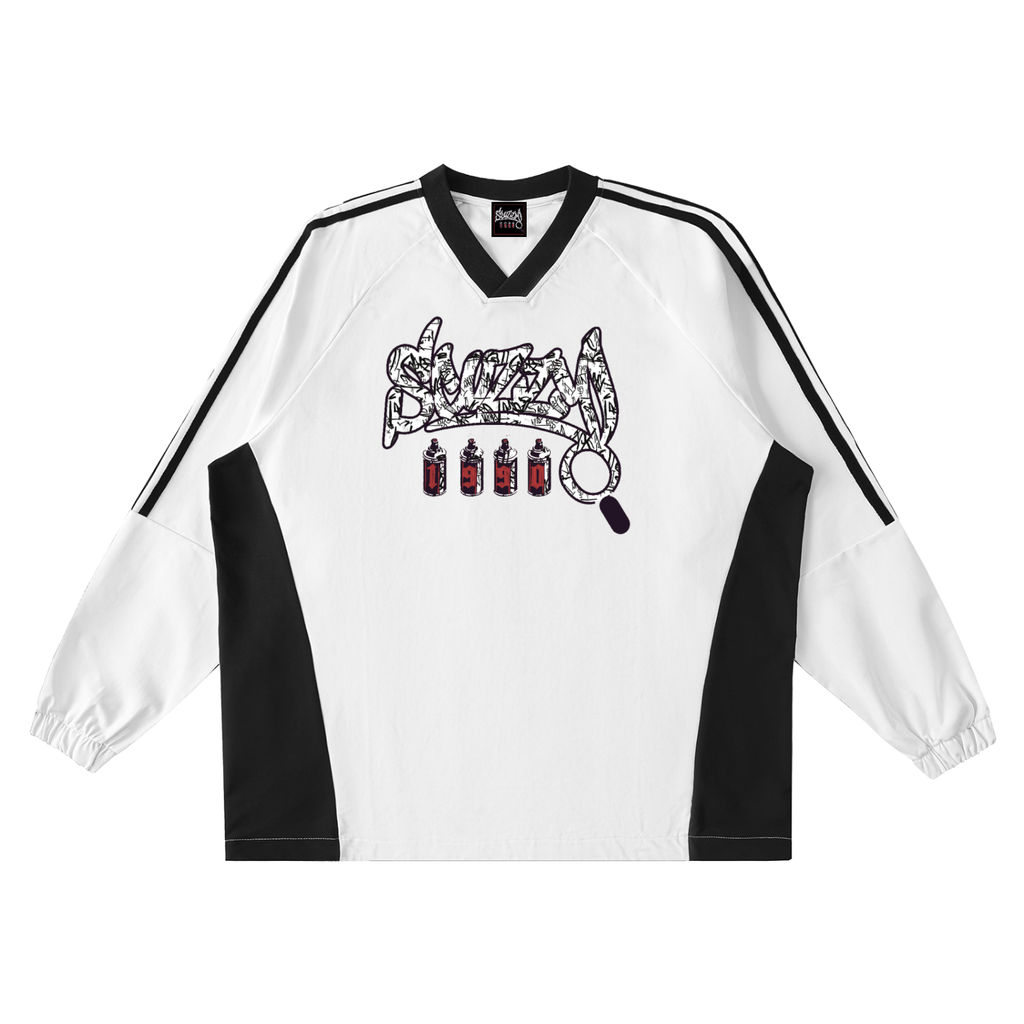 Throwie Color-Block V-Neck Long-Sleeve T-Shirt