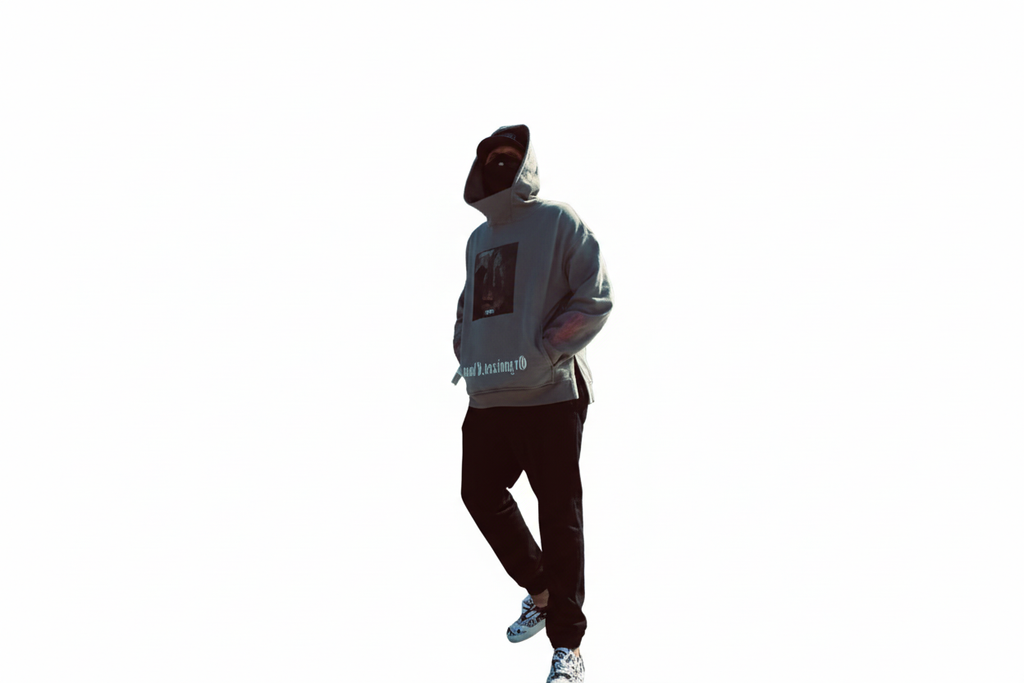 Streetwear outfit with white background