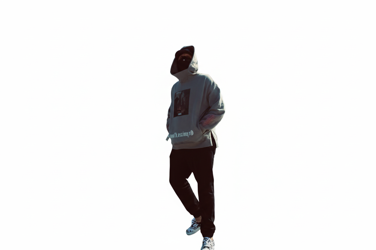 Streetwear outfit with white background