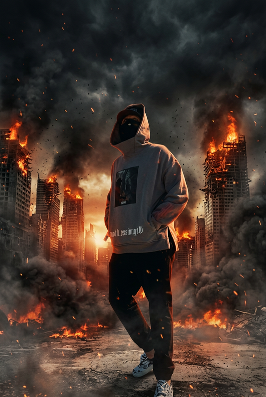 Streetwear outfit with white background